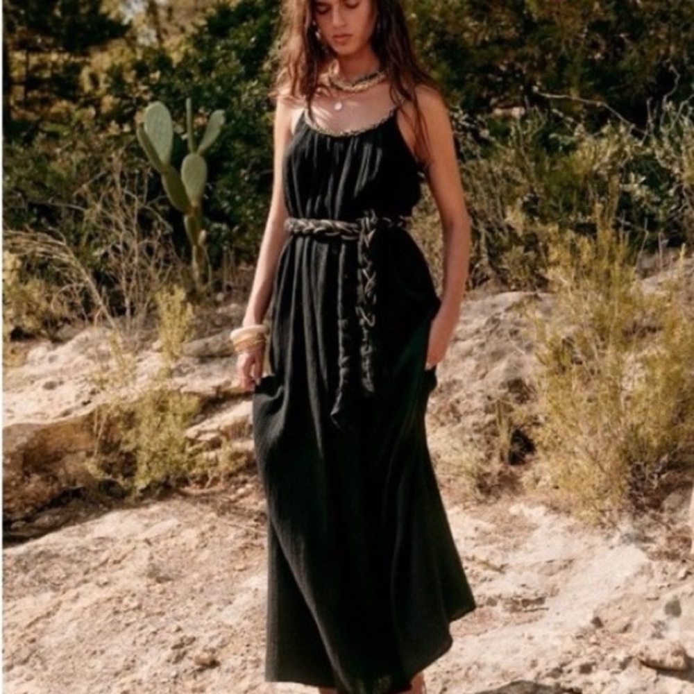 Sezane Sacha Maxi Dress with Braided Belt M